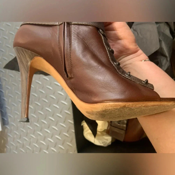 Devi kroell buckle leather brown leather ankle designer boho western reptile - Picture 3 of 6